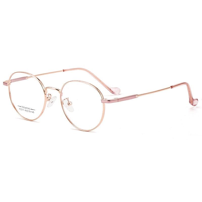 KatKani Unisex Full Rim Round Titanium Alloy Two Tone Frame Eyeglasses Ac017 Full Rim KatKani Eyeglasses Rose Gold  