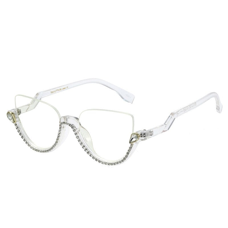 CCSpace Women's Semi Rim Tr 90 Titanium Jeweled Frame Eyeglasses 45159 ...