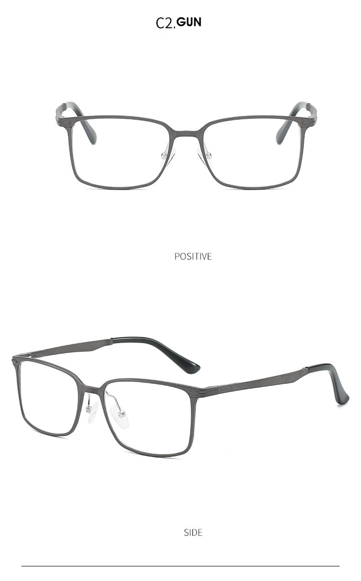 Hdcrafter Men's Full Rim Square Alloy Frame Eyeglasses P6302 Full Rim Hdcrafter Eyeglasses   