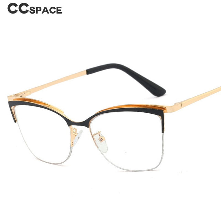 CCSpace Women's Semi Rim Cat Eye Alloy Frame Eyeglasses 48282 Semi Rim CCspace   