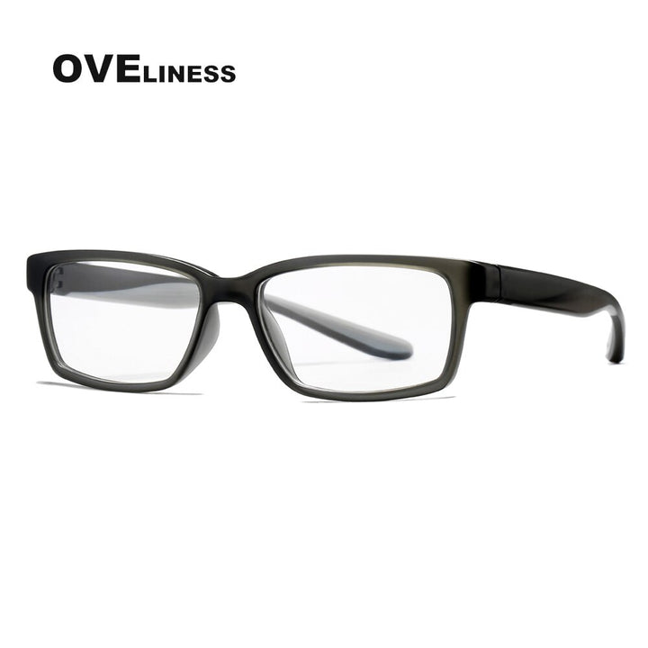 Oveliness Men's Full Rim Square Tr 90 Titanium Eyeglasses 7103 Full Rim Oveliness grey  