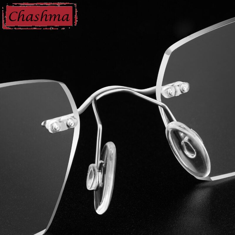 Chashma Ottica Unisex Rimless Rectangle Titanium Eyeglasses Tinted Lenses 1865 Rimless Chashma Ottica   