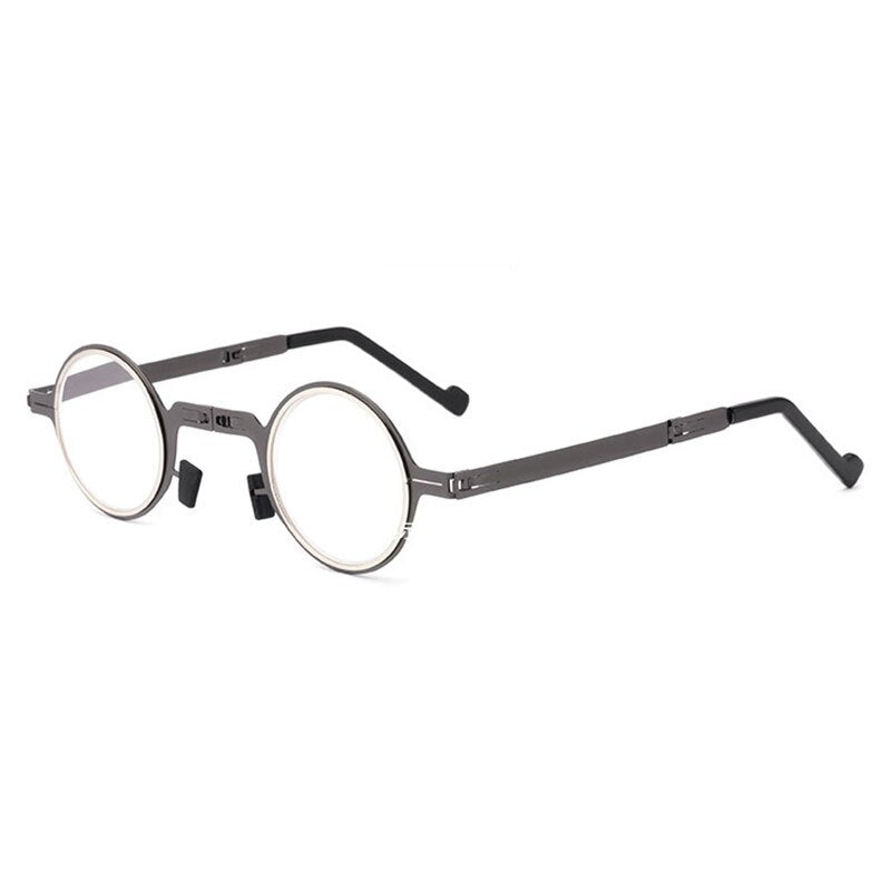Hotony Unisex Full Rim Round Alloy Screwless Foldable Frame Presbyopic Reading Glasses Reading Glasses Hotony   