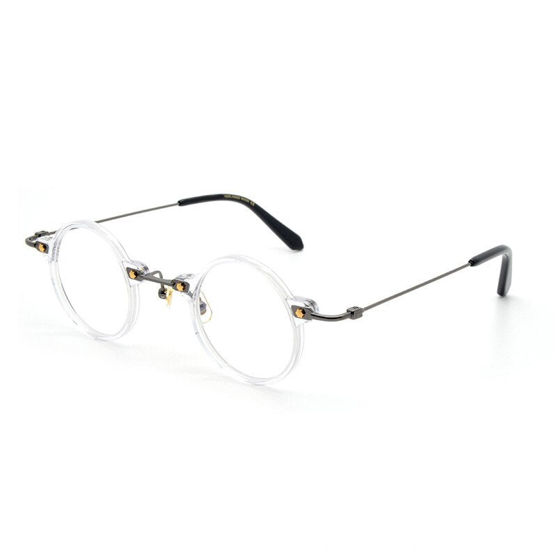 Unisex Acetate Metal Small Round Full Rim Frame Eyeglasses Full Rim Aissuarvey Eyeglasses Clear  