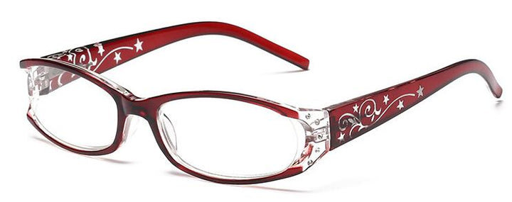 Women's Reading Glasses Imitation Diamond Glasses Purple Red Reading Glasses SunnyFunnyDay +100 Red 