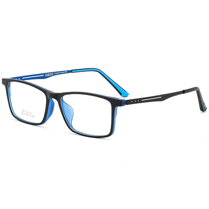 KatKani Men's Full Rim β Titanium TR 90 Resin Frame Eyeglasses Y2002 Full Rim KatKani Eyeglasses Black Blue  