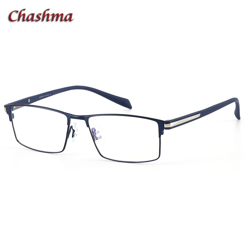 Chashma Ottica Men's Full Rim Large Square Titanium Eyeglasses 9282 Full Rim Chashma Ottica Blue  