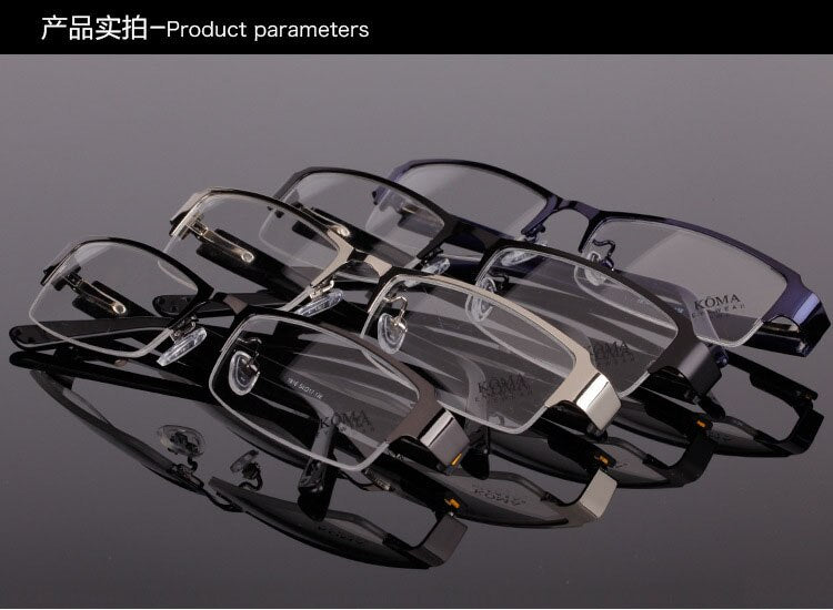 Men's Half Rim Acetate Alloy Frame Eyeglasses Spring Hinge N1816 Semi Rim Bclear   
