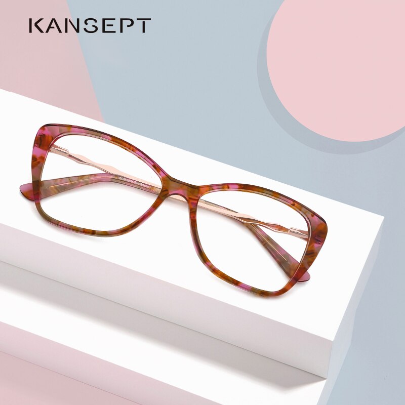 Kansept Women's Full Rim Cat Eye Acetate Frame Eyeglasses Mg6050 Full Rim Kansept   