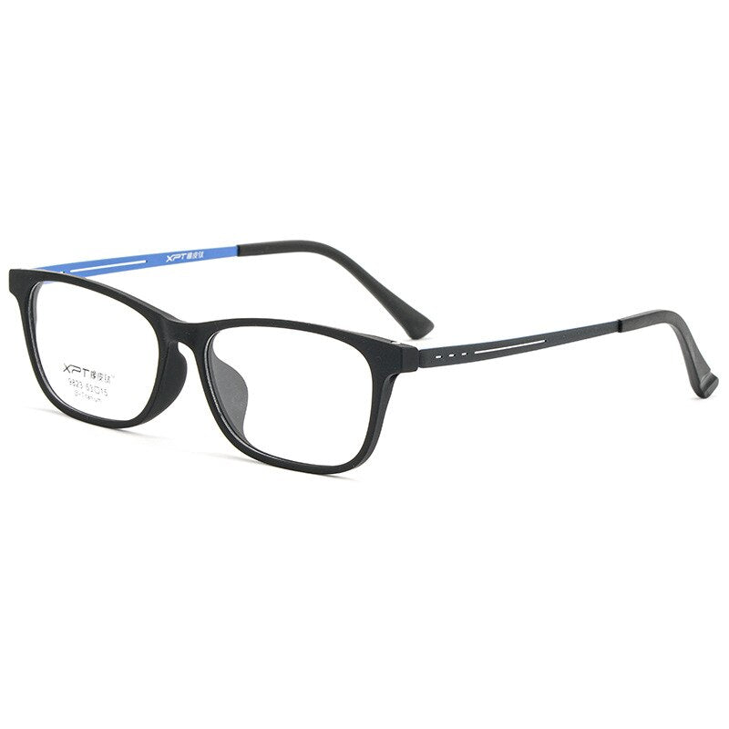 KatKani Unisex Full Rim TR 90 β Titanium Square Frame Eyeglasses K9823 Full Rim KatKani Eyeglasses Black Blue  
