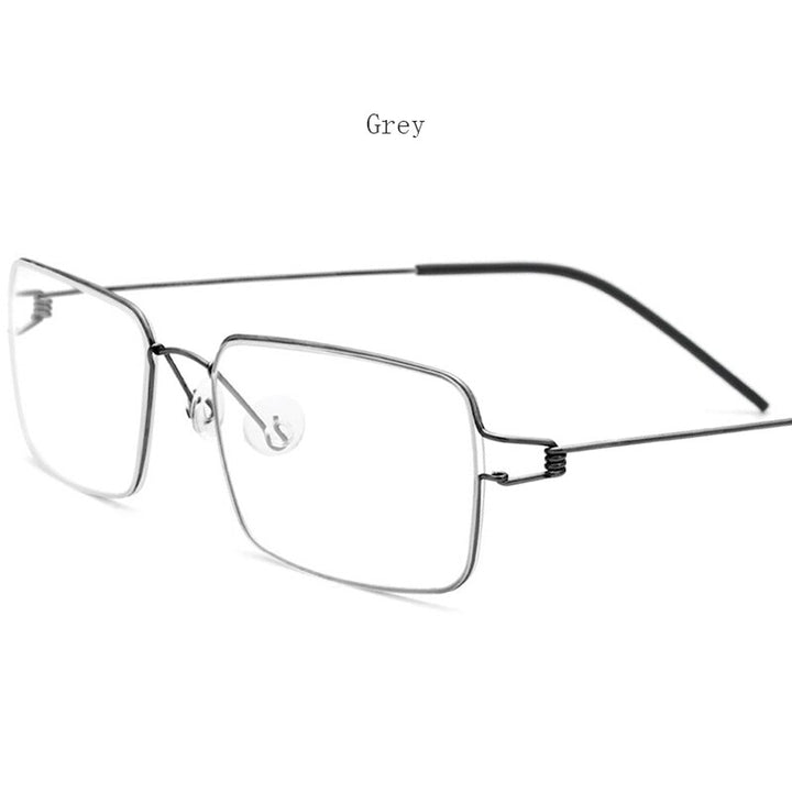 Hdcrafter Unisex Full Rim Rectangle Titanium Alloy Screwless Frame Eyeglasses 28606 Full Rim Hdcrafter Eyeglasses gray  