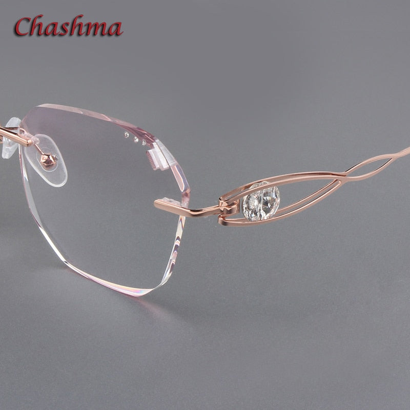 Chashma Ochki Women's Rimless Square Butterfly Titanium Eyeglasses Gradient Tint Lenses 88023 Rimless Chashma Ochki   