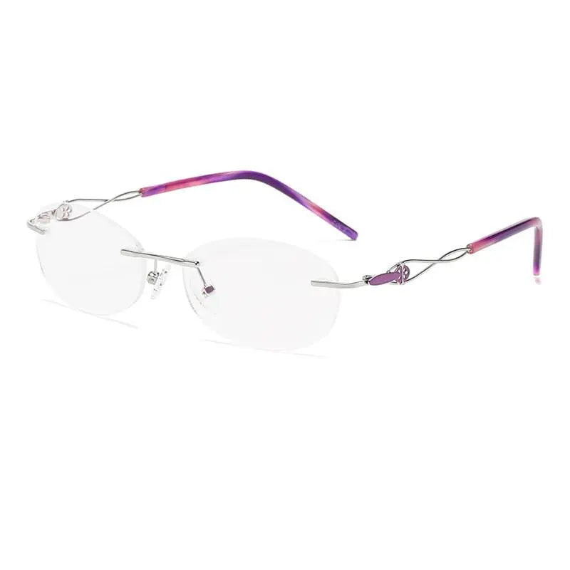 Zirosat 2378 Women's Eyeglasses Rimless Gold Glasses - purple