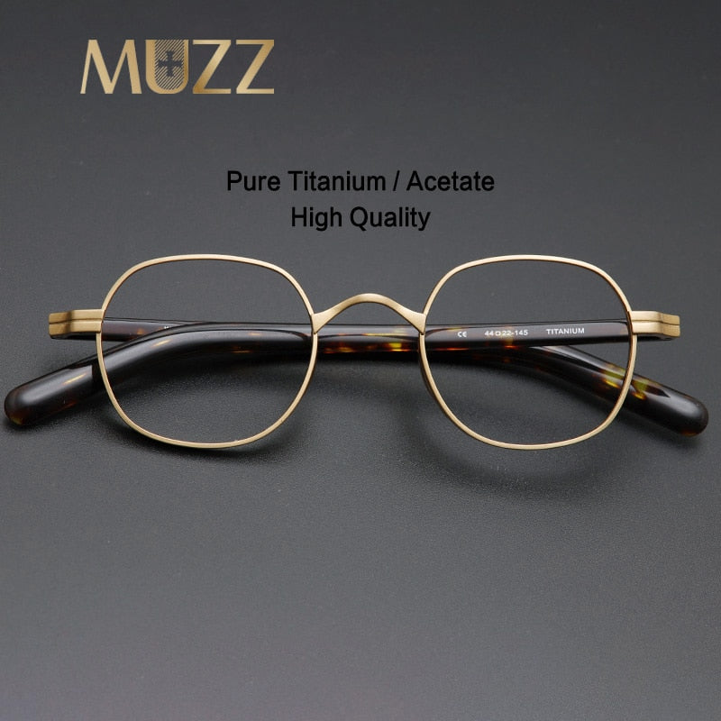 Muzz Men's Full Rim Round Square Titanium Frame Eyeglasses 101182 Full Rim Muzz   