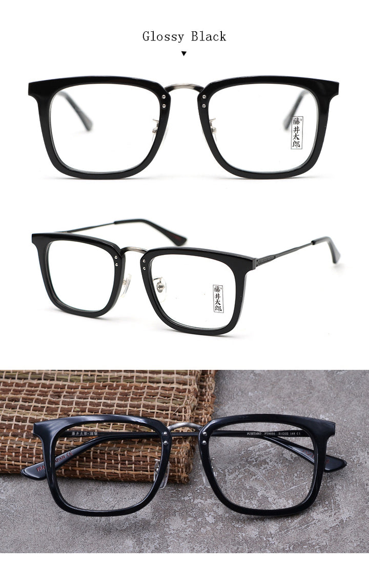 Hdcrafter Unisex Full Rim Square Acetate Frame Eyeglasses Ft8035 Full Rim Hdcrafter Eyeglasses   