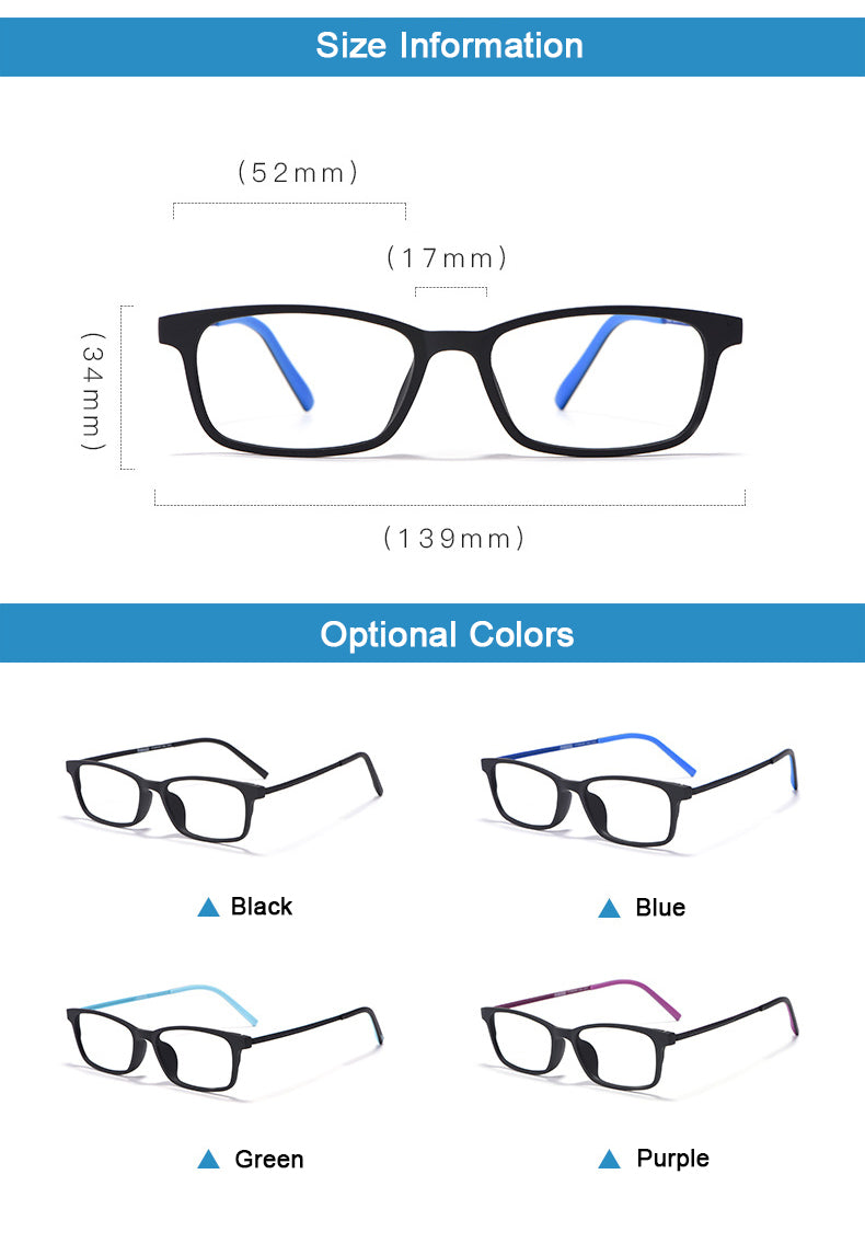 Hotony Unisex Full Rim Square Titanium Frame Eyeglasses 8802 Full Rim Hotony   