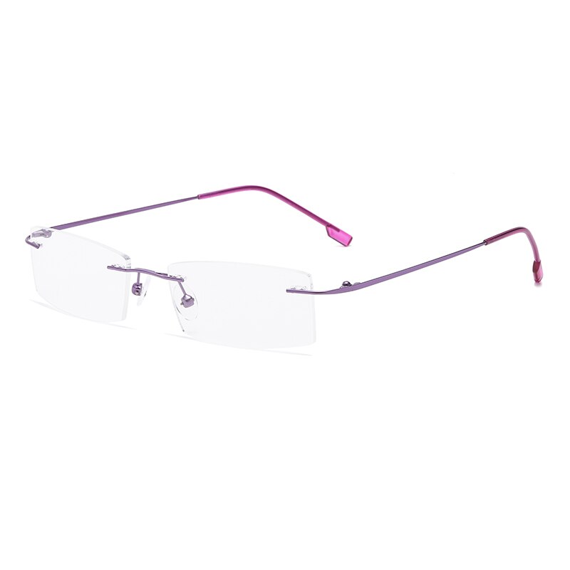 Zirosat 522 Unisex Eyeglasses Memory Titanium Rimless Rimless Zirosat purple  