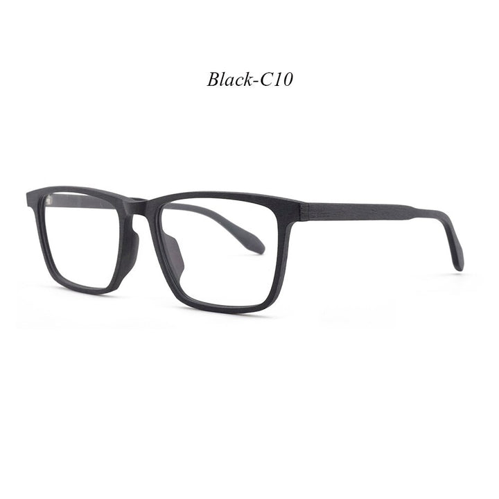 Hdcrafter Men's Full Rim Oversized Square Wood Frame Eyeglasses 1696 Full Rim Hdcrafter Eyeglasses C10  
