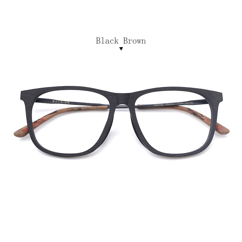 Hdcrafter Unisex Full Rim Square Wood Frame Eyeglasses Ft8873 Full Rim Hdcrafter Eyeglasses Black Brown  