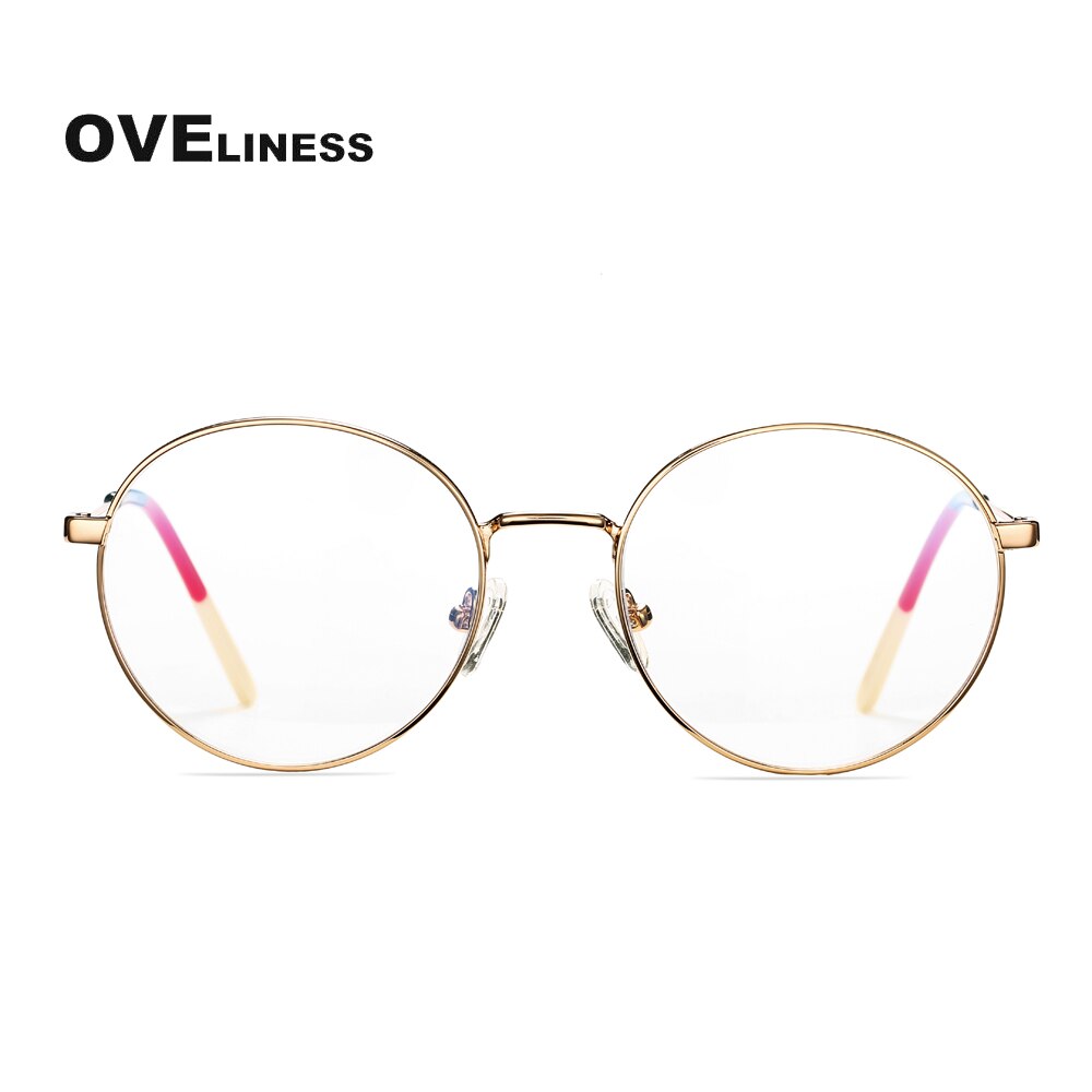 Oveliness Unisex Full Rim Round Titanium Eyeglasses P8081 Full Rim Oveliness rose gold  