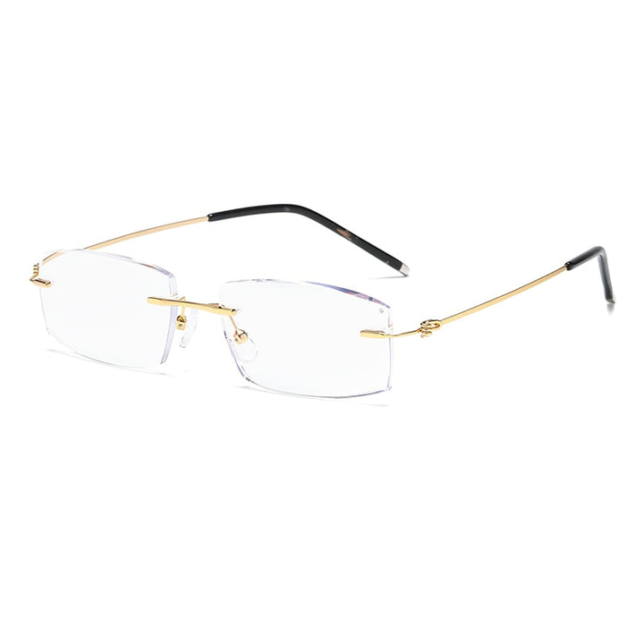 Zirosat 8581 Unisex Rimless Titanium Reading Glasses Anti Blue Lenses +1.0 to +4.0 Reading Glasses Zirosat +100 golden 