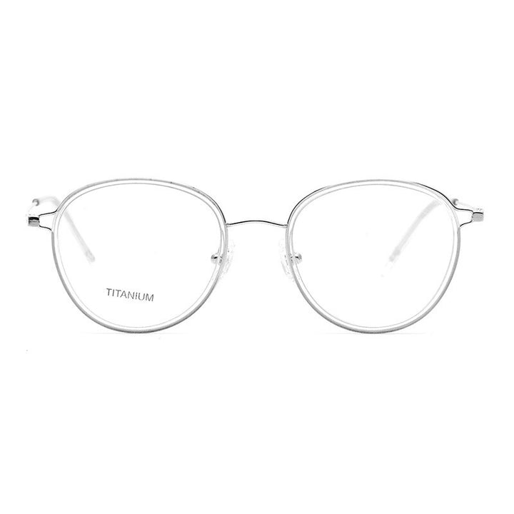 Aissuarvey Round Full Rim Titanium Frame Eyeglasses Unisex Full Rim Aissuarvey Eyeglasses Clear silver  