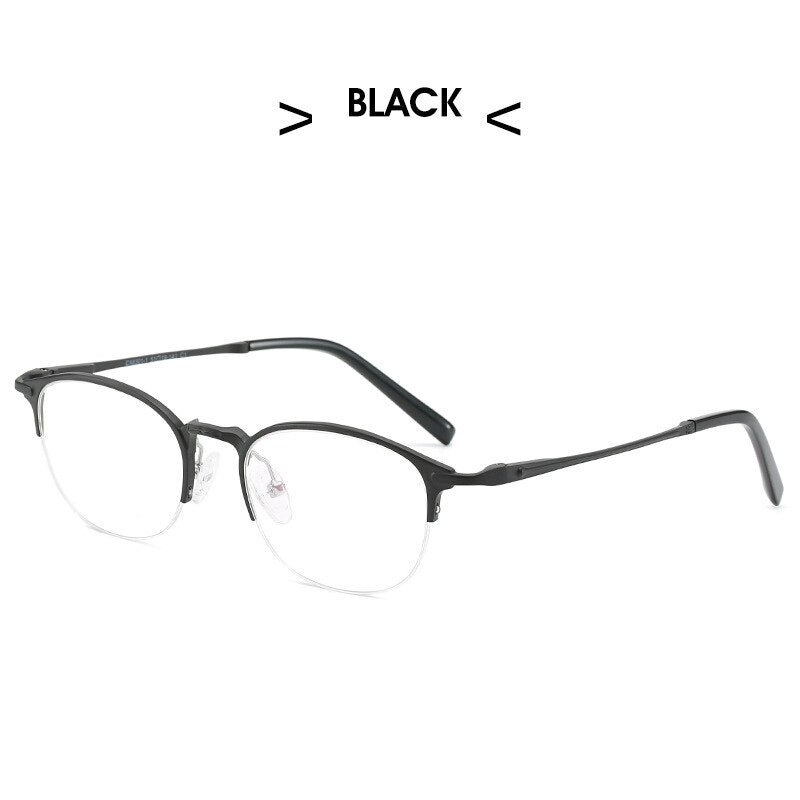 Hdcrafter Unisex Semi Rim Round TR 90 Titanium Frame Eyeglasses 6301 Semi Rim Hdcrafter Eyeglasses black  