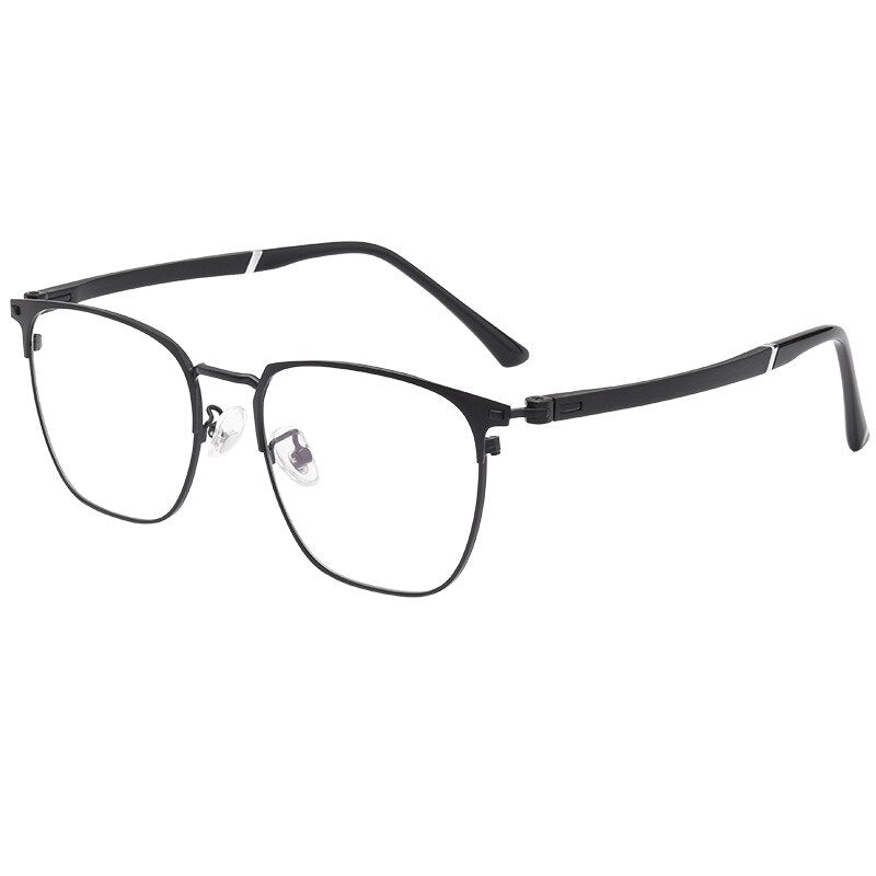 KatKani Men's Full Rim Square Alloy Frame Eyeglasses 6120d Full Rim KatKani Eyeglasses Black  