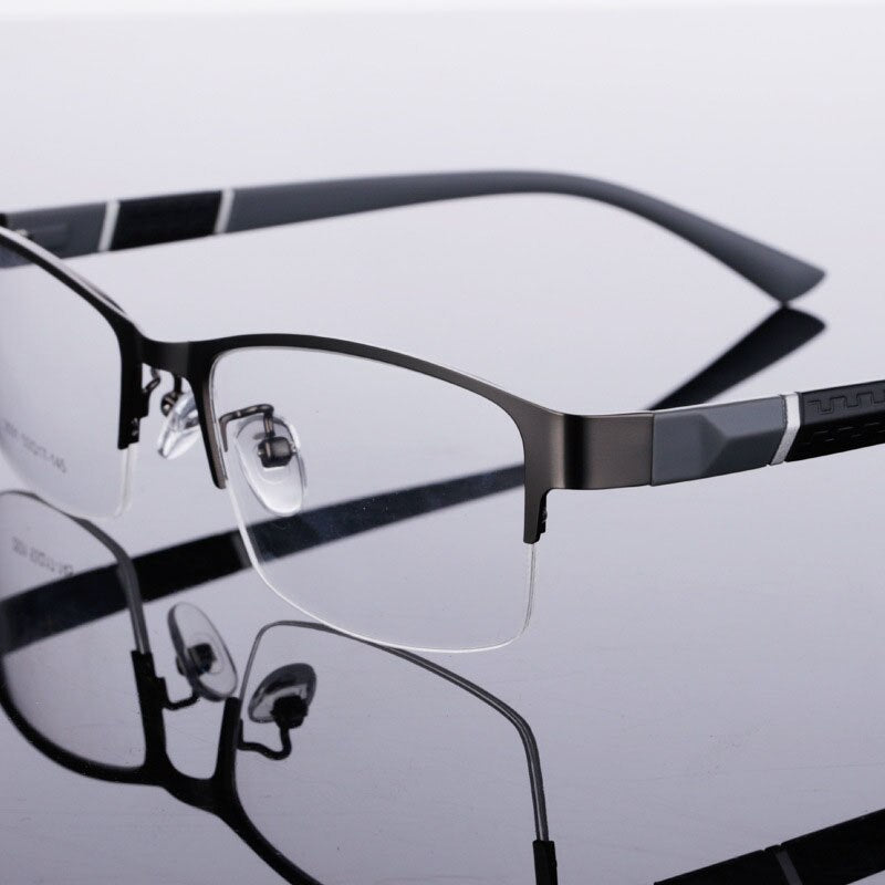 Unisex Half Rim Alloy Tr 90 Temple Eyeglasses 2531 Semi Rim Bclear   
