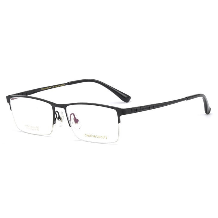 Hotochki Men's Semi Rim Titanium Frame Eyeglasses Ht1099 Semi Rim Hotochki black  