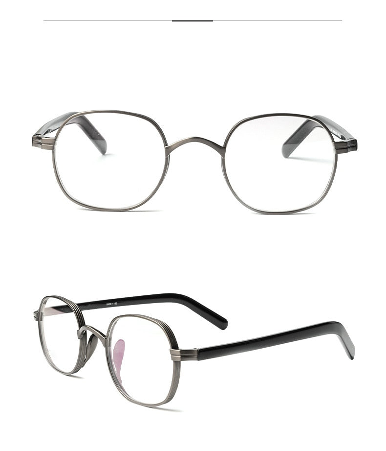 Muzz Men's Full Rim Square Titanium Acetate Frame Eyeglasses 10518ym Full Rim Muzz Gray  