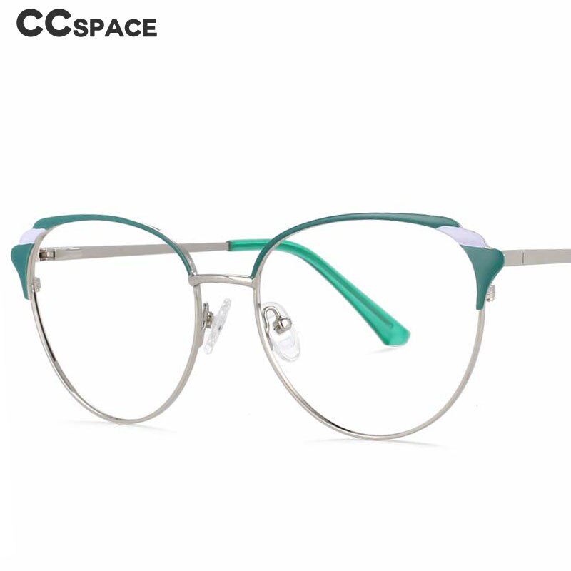 CCspace Women's Full Rim Round Cat Eye Alloy Frame Eyeglasses 54007 Full Rim CCspace   