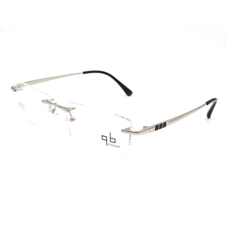 Men's Rimless Alloy Frame Eyeglasses Ztq2619 Rimless Bclear Silver  