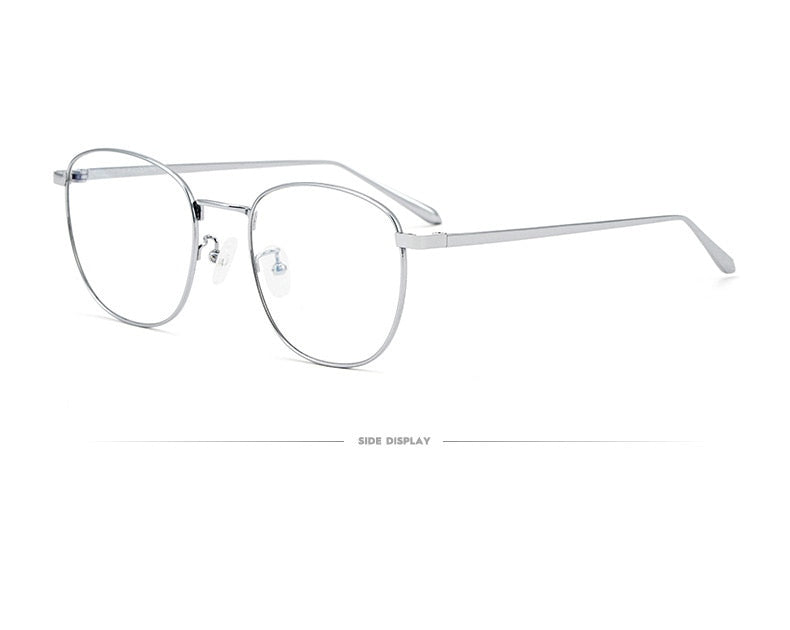 Muzz Men's Full Rim Square Titanium Frame Eyeglasses 31015 Full Rim Muzz Silver  
