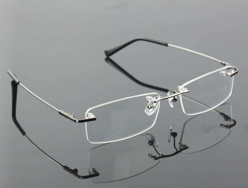 Men's Rimless Titanium Alloy Frame Eyeglasses Rimless Brightzone Gray  