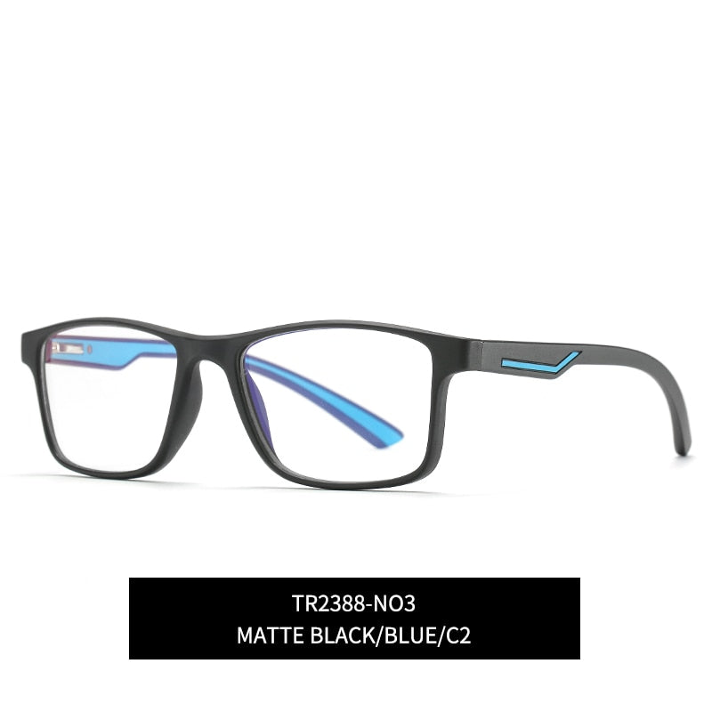 Reven Jate Men's Eyeglasses 2388 Tr90 Square Glasses Eyewear Frame Reven Jate black-blue  