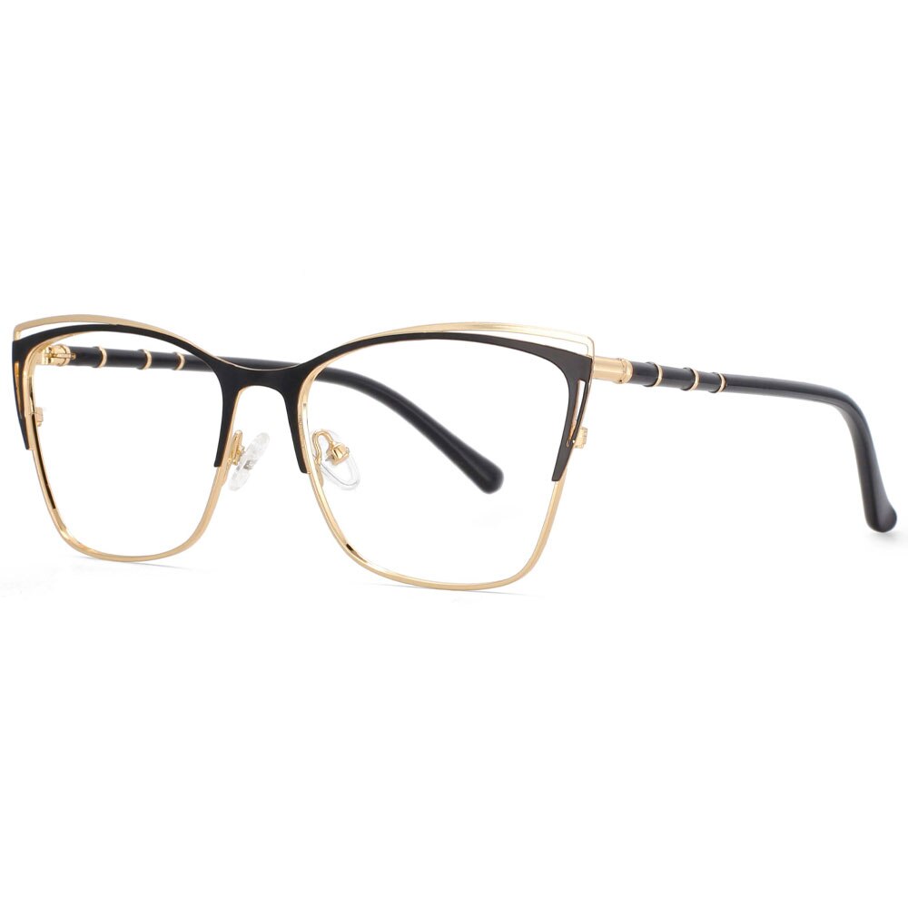 CCspace Unisex Full Rim Square Alloy Frame Eyeglasses 53869 Full Rim CCspace gold-black  