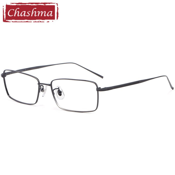 Chashma Men's Full Rim Square Titanium Frame Eyeglasses 10109 Full Rim Chashma Black  