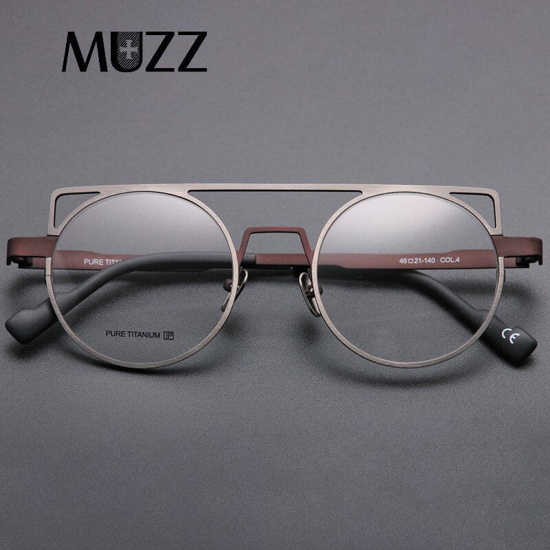 Muzz Women's Full Rim Round Cat Eye Titanium Double Bridge Frame Eyeglasses T70 Full Rim Muzz   