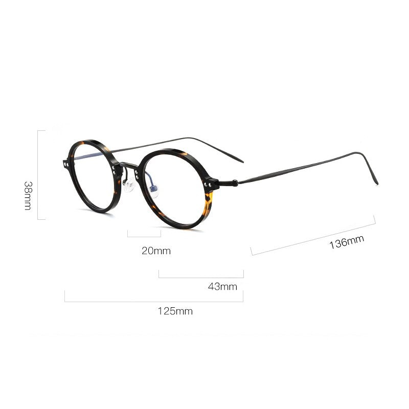 Gatenac Unisex Full Rim Round Titanium Acetate Frame Eyeglasses Gxyj183 Full Rim Gatenac   