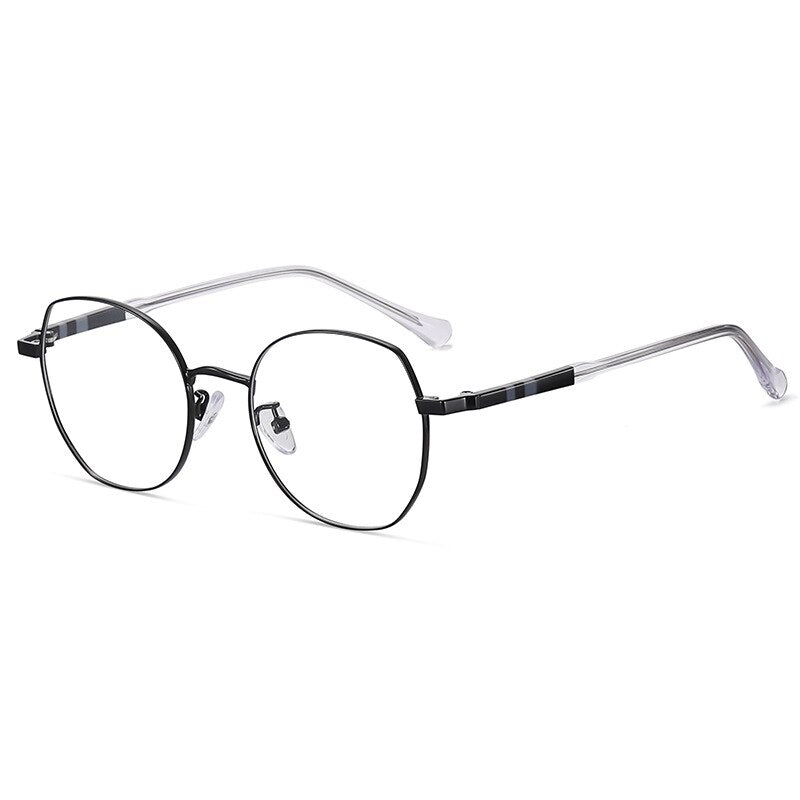 Hotony Unisex Full Rim Irregular Square Alloy Acetate Eyeglasses 1920 Full Rim Hotony Black  