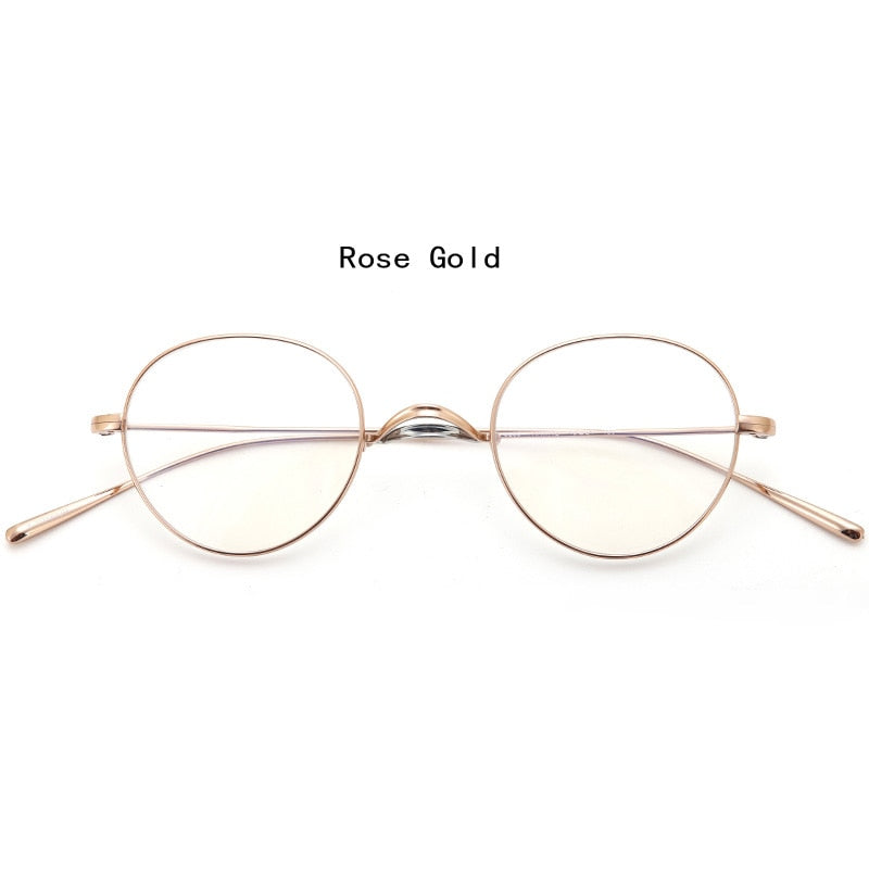Muzz Unisex Full Rim Round Oval Titanium Frame Eyeglasses Mmmm1241 Full Rim Muzz Rose Gold  