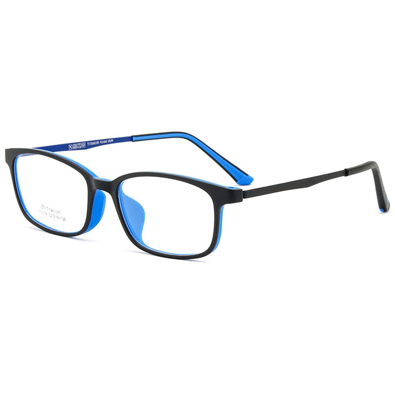 KatKani Women's Full Rim TR 90 Resin β Titanium Frame Eyeglasses Y2009 Full Rim KatKani Eyeglasses Black Blue  