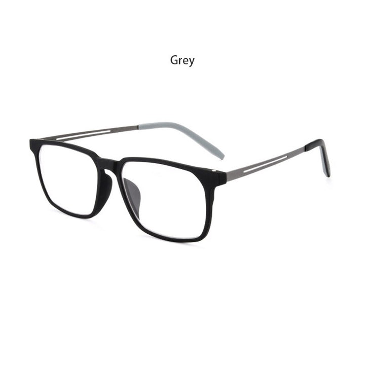 Hdcrafter Men's Full Rim Square Tr 90 Titanium Frame Eyeglasses 1601 Full Rim Hdcrafter Eyeglasses gray  
