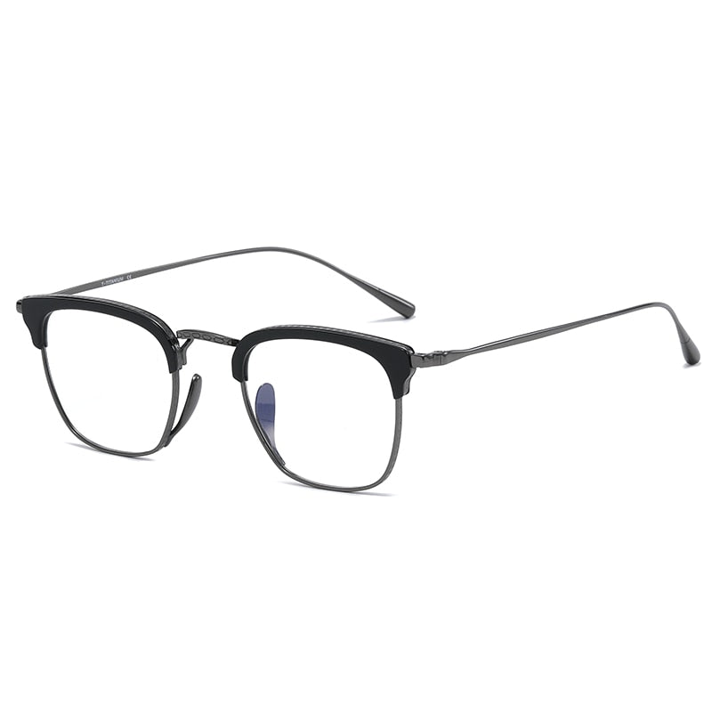 Muzz Men's Full Rim Square Titanium Acetate Frame Eyeglasses 1112 Full Rim Muzz C2  