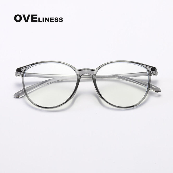 Oveliness Unisex Full Rim Round Square Tr 90 Titanium Eyeglasses 8075 Full Rim Oveliness grey  
