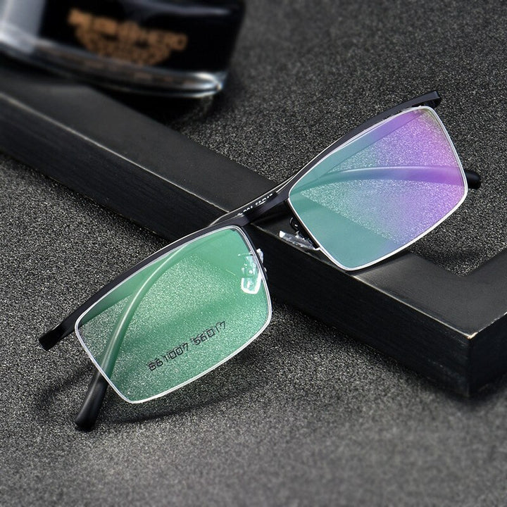 Men's Eyeglasses Browline Half Rim Metal Alloy S61007 Semi Rim Gmei Optical   