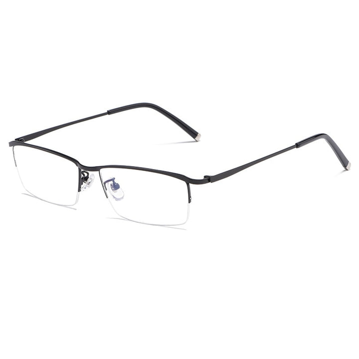 KatKani Men's Semi Rim Rectangular Alloy Frame Eyeglasses Z17003 Semi Rim KatKani Eyeglasses Black  