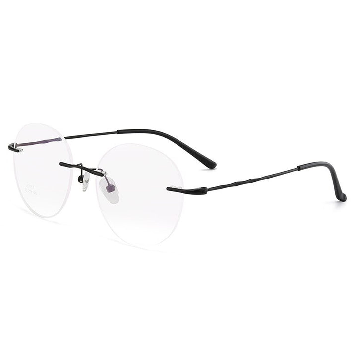 Unisex Eyeglasses Titanium Alloy Rimless Glasses Ultralight Round S7057 Rimless Gmei Optical Black  