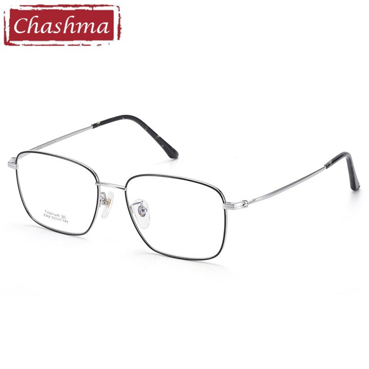Unisex Oval Full Rim Titanium Frame Eyeglasses 8382 Full Rim Chashma Black Silver  
